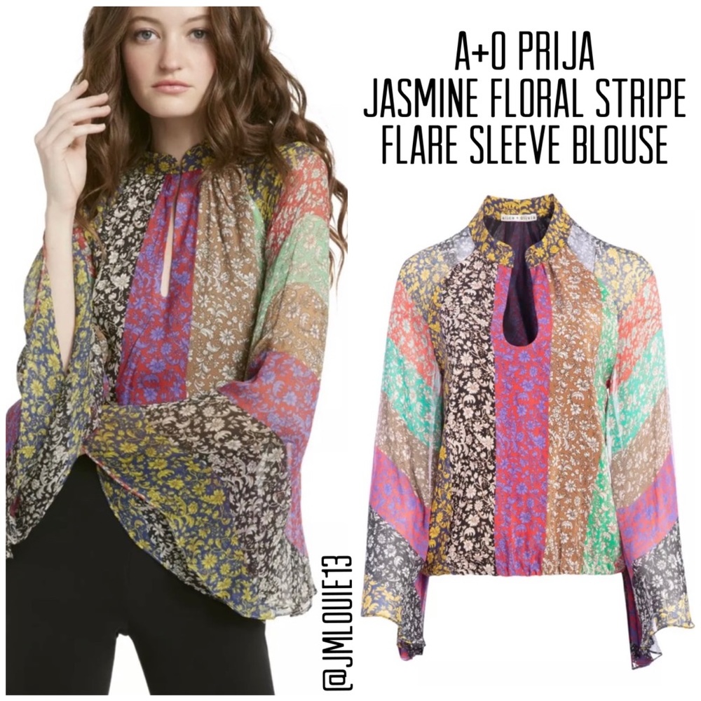 Alice Olivia‎ Prija Jasmine Floral Flare Sleeve Top